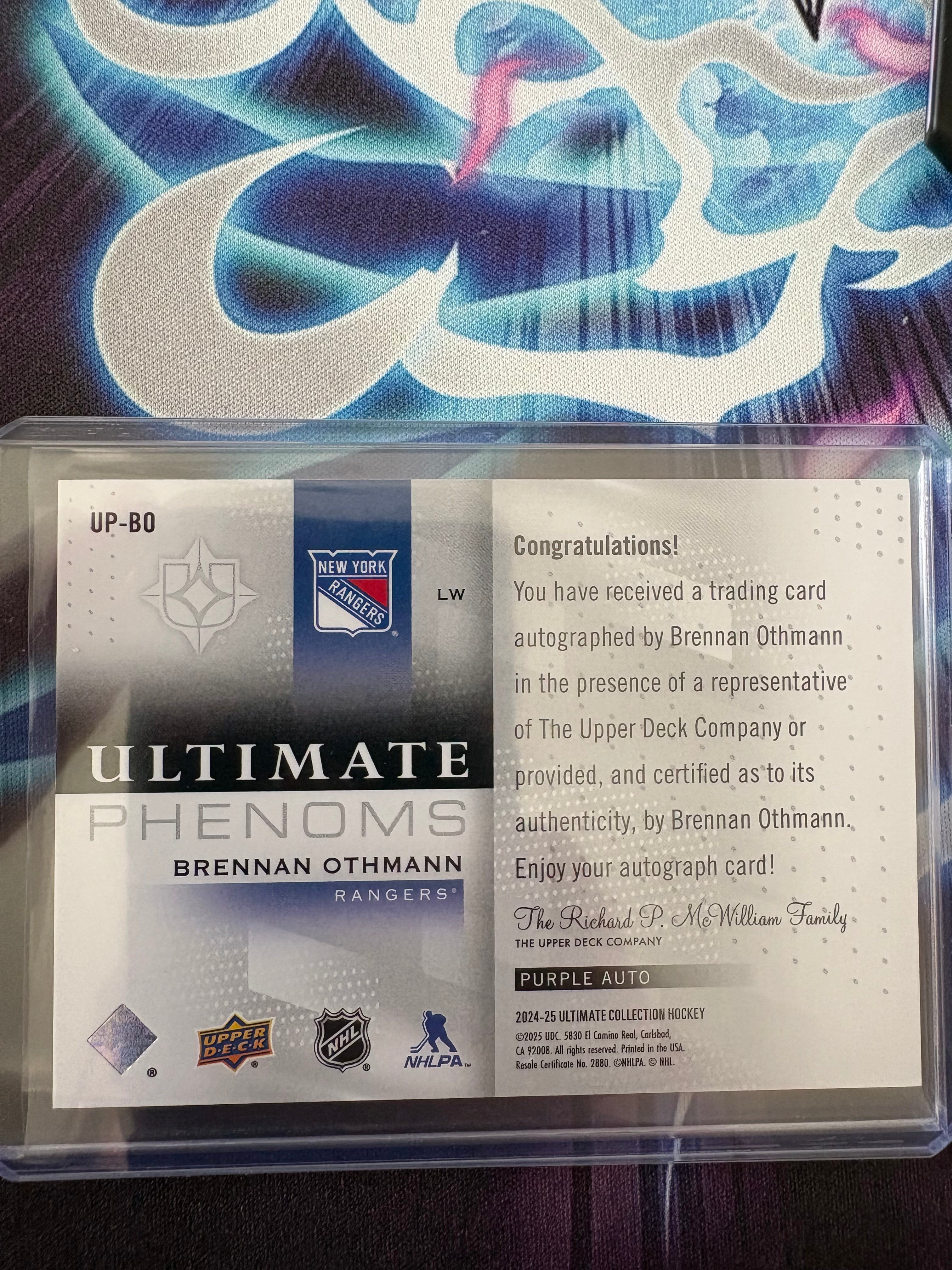 Brennan Othmann Upper Deck Ultimate 2024-25 Auto 3/5 Purple