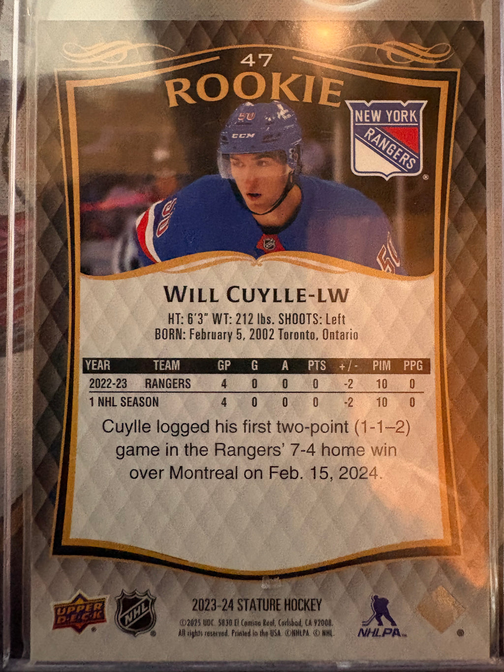 Will Cuylle Upper deck Stature 2023-24 065/999