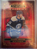 David Jiricek Rookie Upper deck Stature 2022-23 Auto Red 22-35
