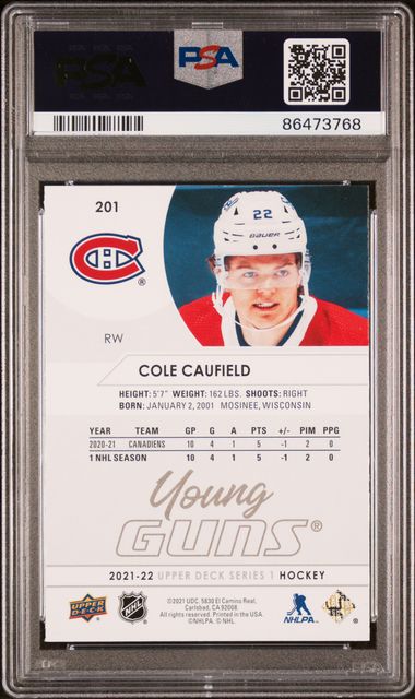 PSA 9 Cole Caufield Youg Guns