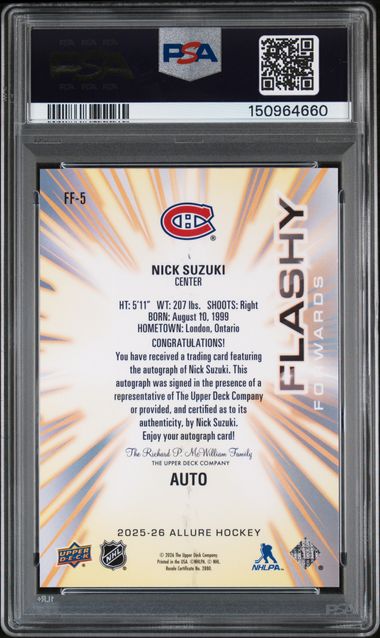 PSA 9 Nick Suzuki Flashy Forwards Auto